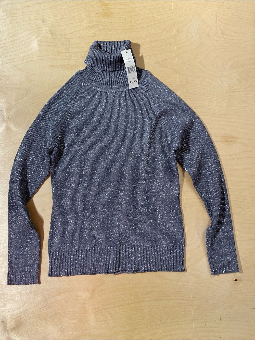 Raisey Women’s Sparkle Turtleneck Sweater - Gray XL (SB)